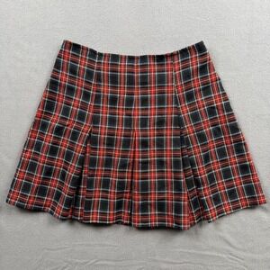 Vintage New Star Tartan Plaid Pleated Mini Skirt Rayon School Girl USA Made XS/S